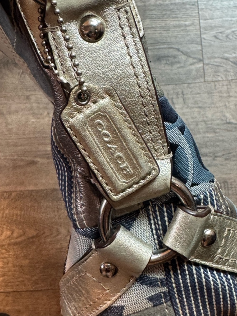 Coach Rare Y2K Denim Patchwork Hobo Purse Shoulder Bag F13720 - Picture 10 of 16